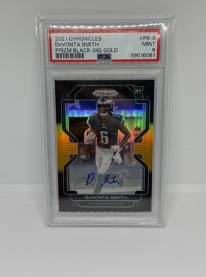2021 Prizm Black #PB-8 DeVonta Smith /10 Auto PSA 9 Number Match RC