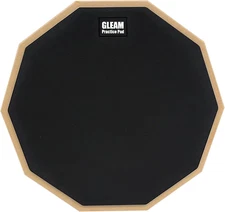 GLEAM Drum Practice Pad - 12 Inch Rubber Surface High Density Compressed Wood