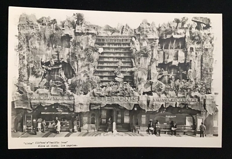 CLIFTON’S PACIFIC SEAS POLYNESIAN TIKI LOUNGE LOS ANGELES CALIFORNIA RPPC PHOTO