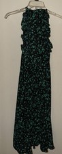 Who What Wear Target Green Black Floral Ruffle Halter Neck Midi Dress Size XS