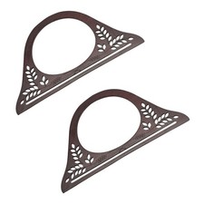 2Pcs 10" Wood Purse Handles D Shape Handbag Replacement Red Brown