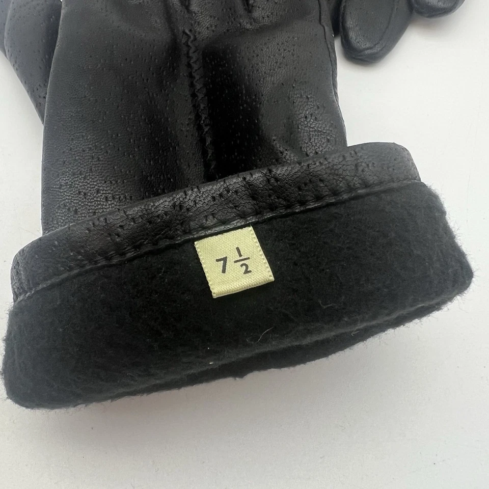 Guantes de cuero negro Fownes, vintage, forro de poliéster WPL9522 talla 7,5 Foto 3 de 4