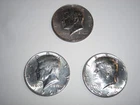 Lot of 3 - 1964 Kennedy Half Dollar Coins - 90% Silver - Very Detailed Pictures