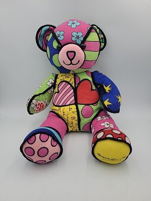 Limited Edition 2015 Romero Britto Build A Bear Plush Teddy Bear Brazil Pop Art