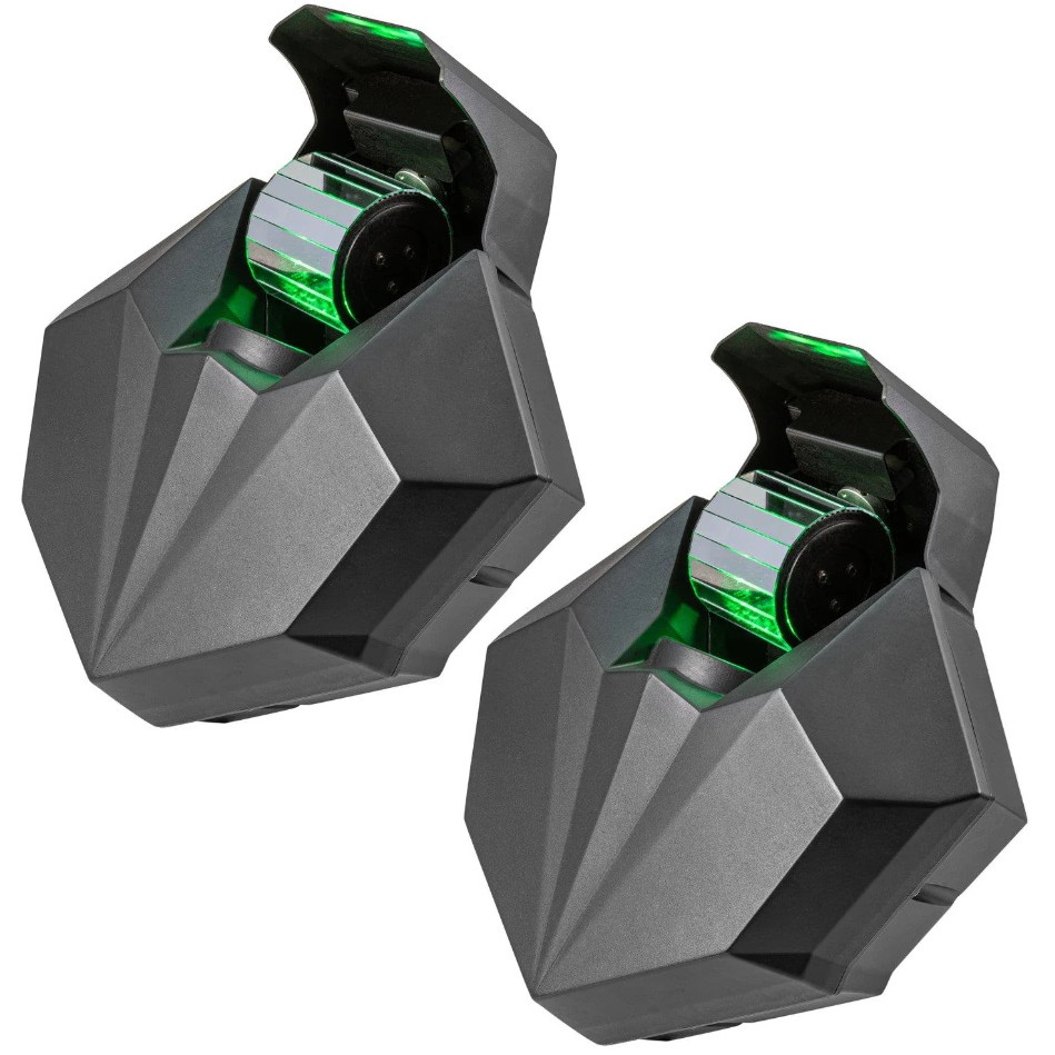 Pair - CFX Spin Glide 80w DMX Wizard LED Barrel Light with Gobos - SEE VID