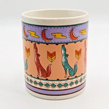 Studio Nova VTG Moon Howling Coyote Southwest Coffee Mug Tea Cup Desert Aztec