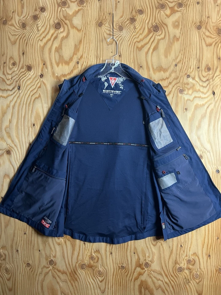 SCOTTeVEST RFID Travel Vest Mens L Blue TEC Multi-Pocket Utility Jacket Magnetic - Image 4 of 4