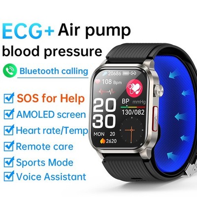 2026Luftpumpe Airbag True Blutsauerstoffdruck ECG Smartwatch Bluetooth Anruf SOS