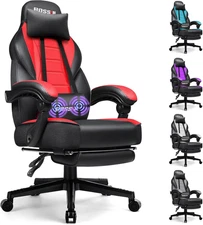 Racing Style Gaming Chair, Leather Computer Desk Chair with Footrest and Headres