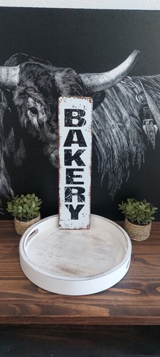 Small Metal Rustic Distressed Bakery Kitchen Decor Farmhouse French Country Sign - Picture 2 of 17