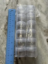 Clear 1” Plastic Cosmetic Jars With Screw On Lids For Nail Jewels  (Pack Of 12)