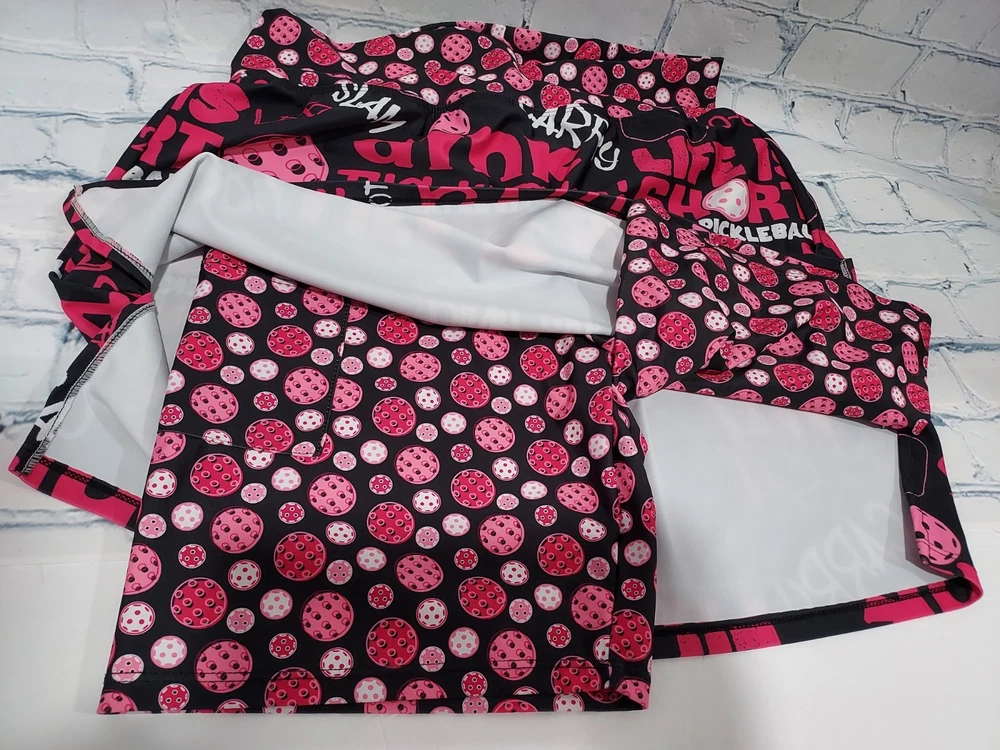 Hot Pink Black Pickleball Skort for Women - Medium Activewear Tennis Skirt  