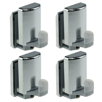 4er Set Chrom Duschtür untere Haken/Rollen/Riemenscheiben/Kufen, 6 cm, silber