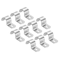 18mm Rigid Pipe Strap Clamp, 10 Pcs Stainless Steel Two Hole U-shape Tube Clip