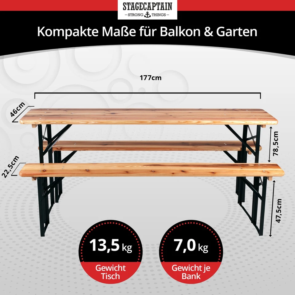 2x Ensemble Brasserie Table Banc Bois Pliable Meuble Jardin Terrasse Fete Bar - Photo 3/4