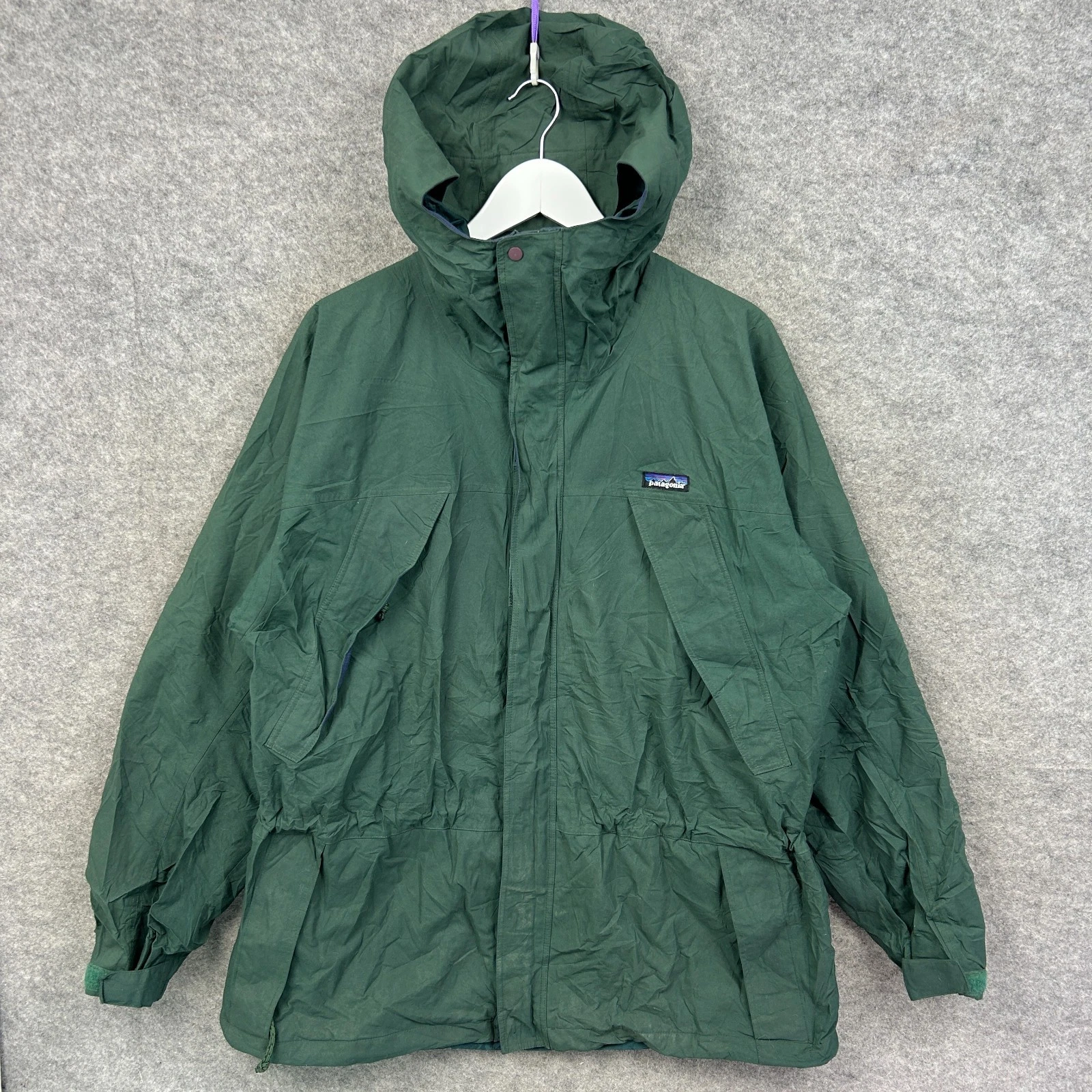 Vintage Patagonia Jacket Mens Large Green Storm Lined Super Pluma Rain Coat 90s