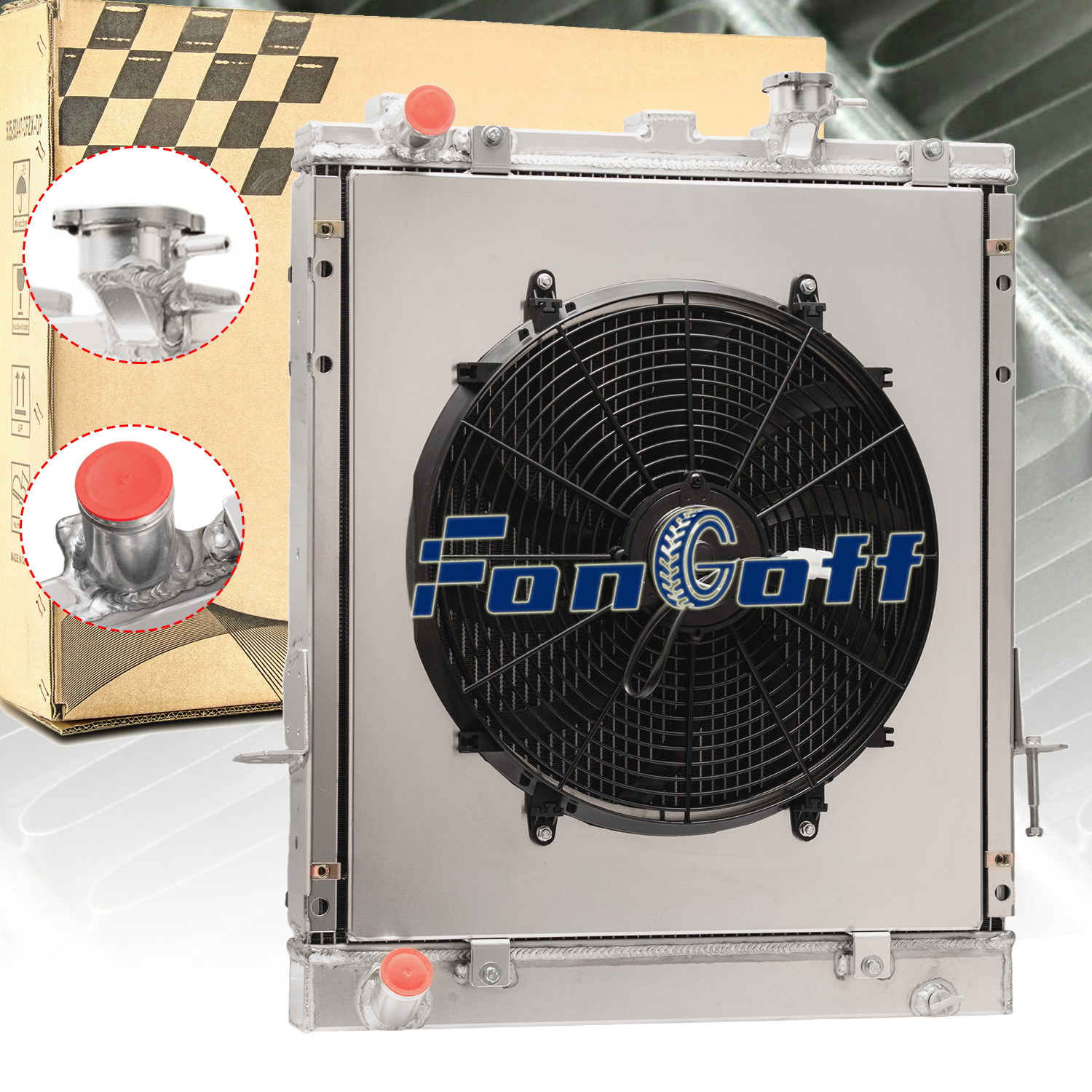 2-Row Radiator Shroud Fan For 1999-2004 Chevy GMC W3500 W4500 Isuzu NPR NQR 4.8L