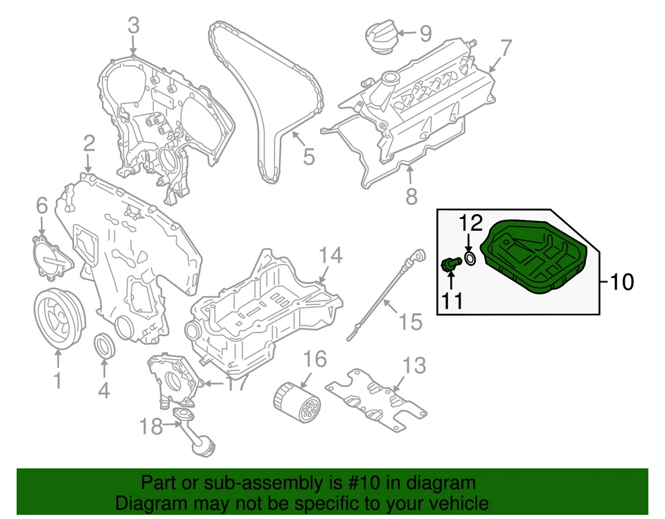 Pan de aceite de motor original Nissan Máxima 11110-9N00B Foto 3 de 4