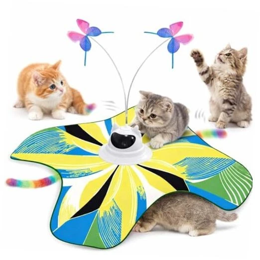 Interactive Cat Toy for Indoor Cats, Rechargeable 3-in-1 Hide and Seek Cat Toy
