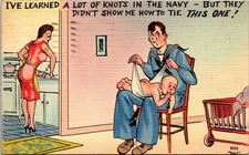 Vintage Navy Cartoon Postcard Tichnor Bros 1943 Great Lakes Stamp