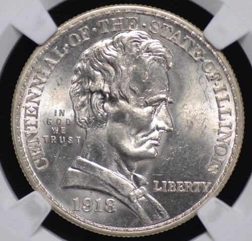 1918 ILLINOIS COMMEMORATIVE HALF DOLLAR NGC MS 63 CRISP WHITE LUSTER OVER A FULL