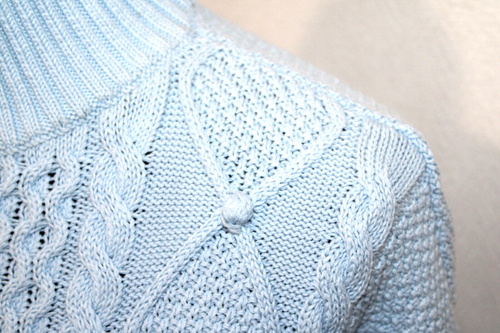 J Crew Sz XS Light Blue Cable Knit Heavy Cotton Pullover Sweater Mock Neck - Picture 3 of 6