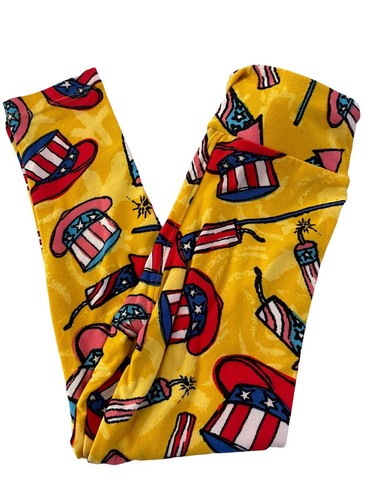 LulaRoe S/M Small Medium Kids girls Size 2-6 4th Of July Leggings Lot NEW #51 - Picture 3 of 7