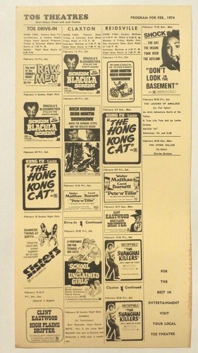 1974* CLAXTON, GA DRIVE-IN Feb WINDOW CARD: SCREAM BLACKULA / Don't Look Basement - Bild 1 von 2