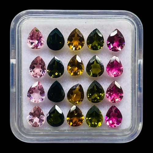 VVS 20 Pcs Natural Multi Tourmaline 5x4mm Pear Cut Loose Untreated Gemstones Lot - Picture 10 of 10