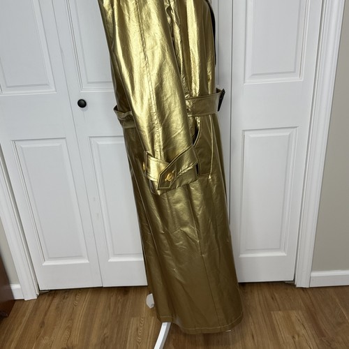 Vintage 1980s Christian Dior Gold Metallic Size 6 Trench Coat Luxury David Bowie - Picture 14 of 24