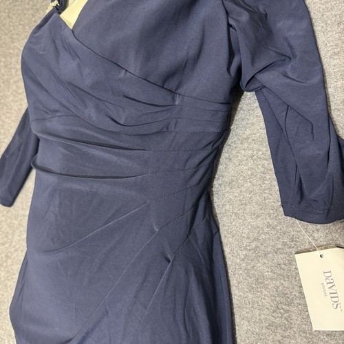 Vestido para mujer R&M Richards hombro frío talla 12 azul marino nuevo con etiquetas venta al por menor $99 - Imagen 6 de 15