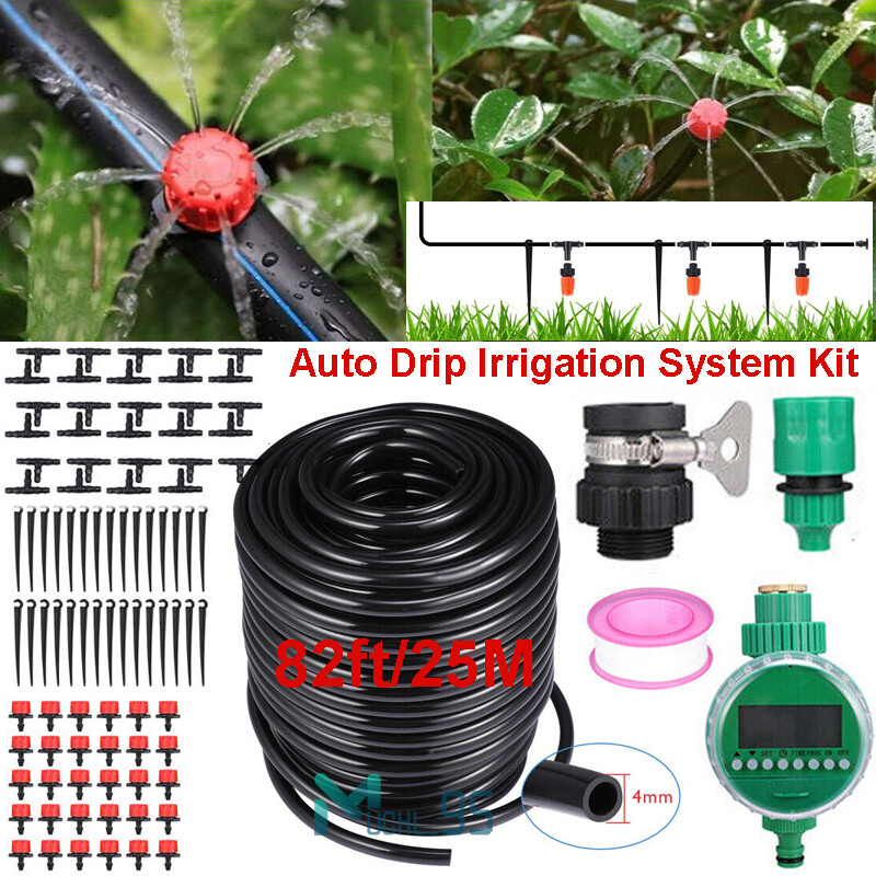 82FT Kit de sistema de riego por goteo automático, temporizador, riego de jardín