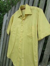 Vintage Mens Van Heusen Hampshire House gold yellow 50s 60s shirt 14 1/2