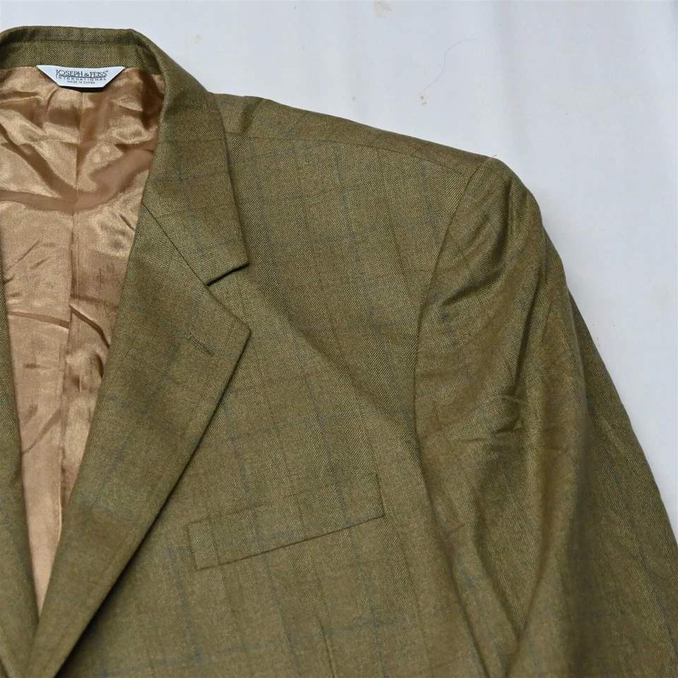 Joseph & Feiss 50R Marrón Cuadros Lana Seda Hombres Blazer Traje Chaqueta Abrigo Foto 2 de 4