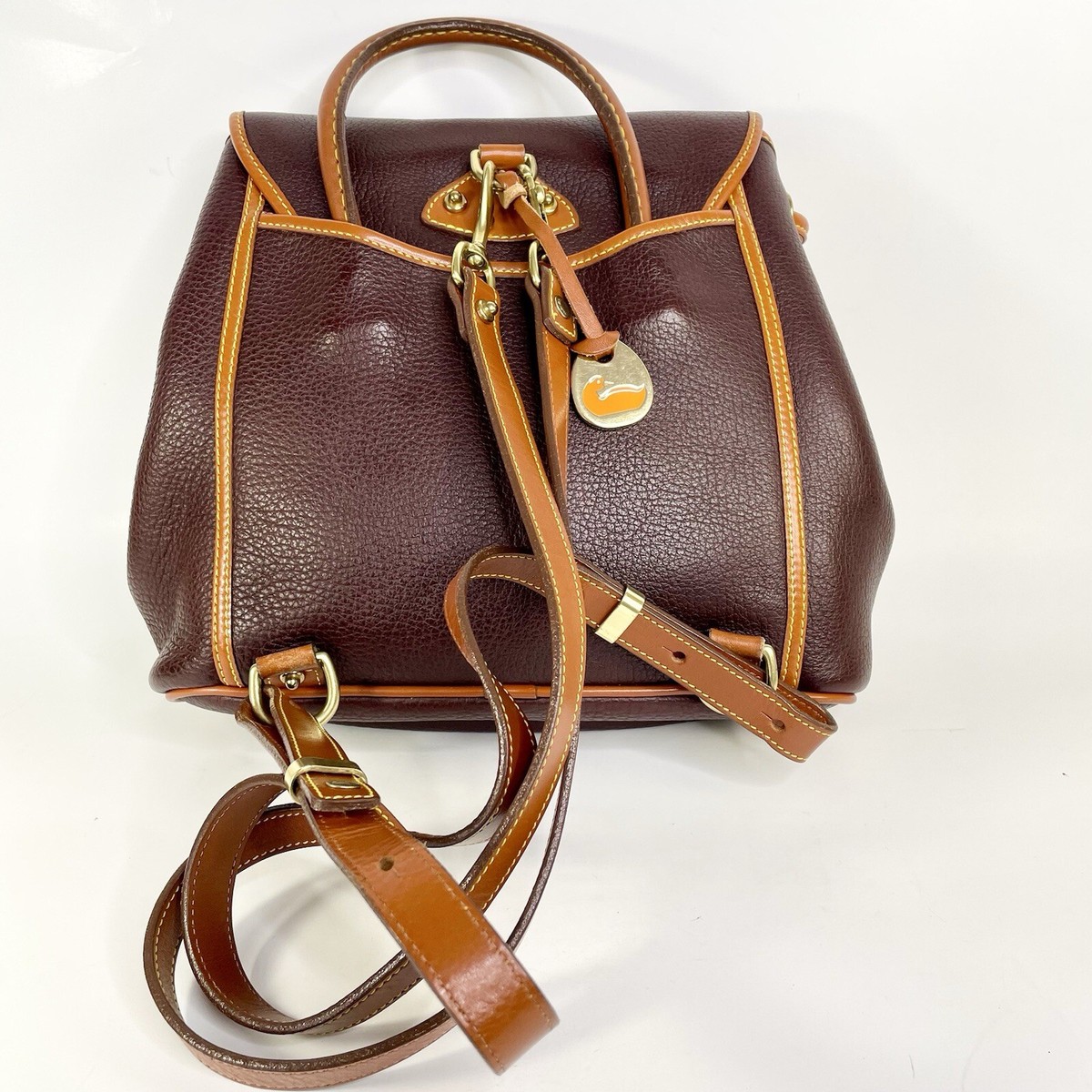 DOONEY＆ BOURKE　キャンバス　レザー　リュック　未使用保管品 Vintage Dooney & Bourke Canyon Backpack Aubergine / Tan All