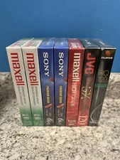 Lot of Seven (7) Video Cassettes Recordable Maxell Sony JVC Fuji NEW Sealed VHS