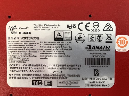Firewall WatchGuard M300 WatchGuard ML3AE8 con soportes y PSU del Reino Unido (IVA incluido) - Imagen 3 de 11