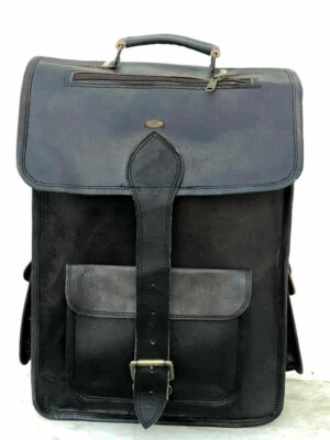 Sac à dos homme sacoche ordinateur portable mallette noir vintage 16" cuir él... - Photo 1/4
