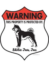Warning Shiba Inu Property Protected - Beware Dog Aluminum Dog Sign - 7" x 8"