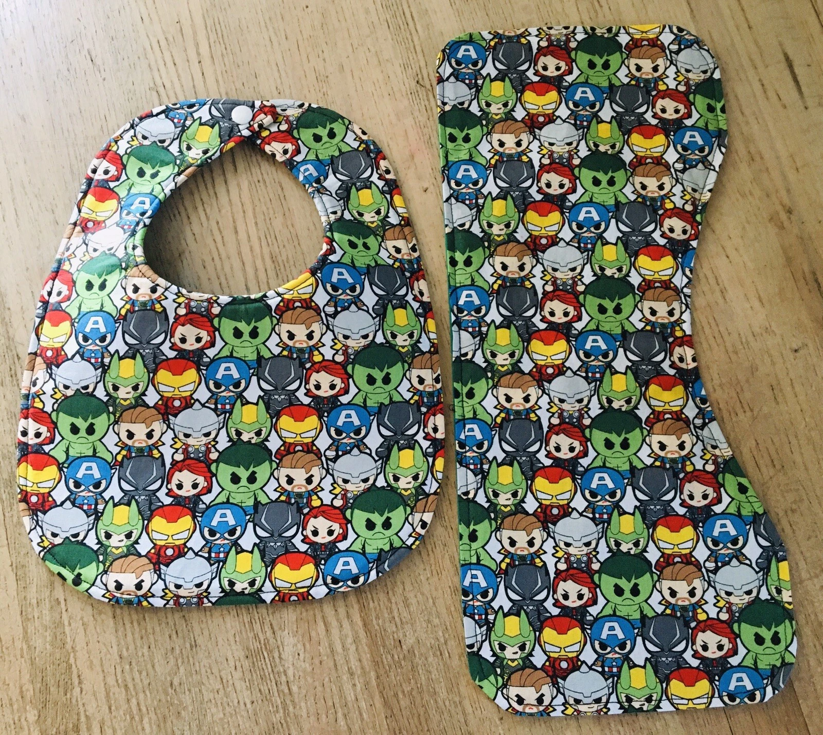 Baby Boy Super Hero Bib Burp Cloth Set Handmade New