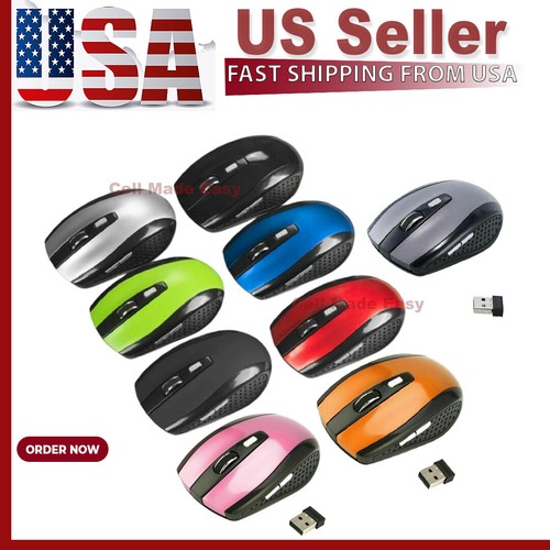 Souris optique sans fil 2,4 GHz souris et récepteur USB pour PC ordinateur portable DPI États-Unis - Photo 1 sur 26