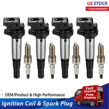 UF598 4Pcs Ignition Coil and Iridium Spark Plug Fit 2007-2016 Mini Cooper 1.6L