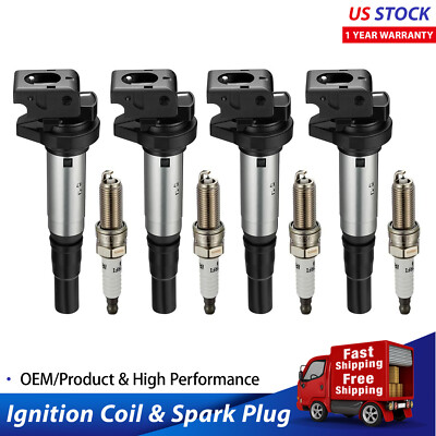 4Pack Ignition Coil UF598 & Spark Plug Pack For 2007-2015 Mini Cooper 1.6L