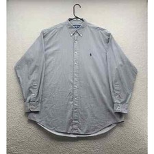 VTG Ralph Lauren Yarmouth Dress Shirt Mens 17 34/35 Plaid Tattersall Check Blue