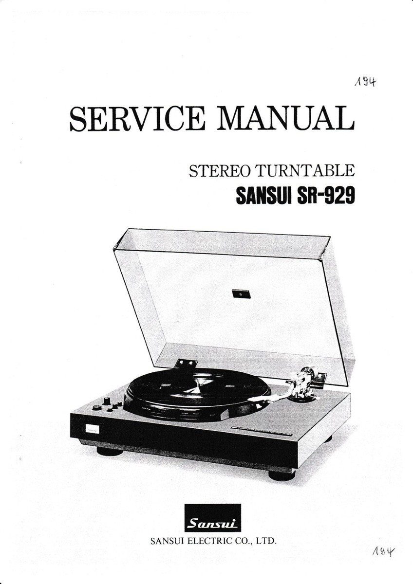 Service manual for Sansui SR-929 | eBay