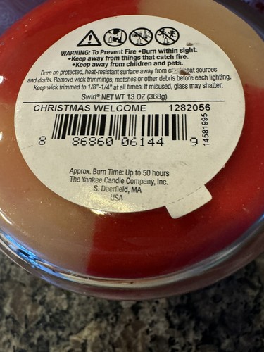 RARE Christmas Welcome Swirl Yankee Candle! ONLY 1 other new On eBay!! - Picture 5 of 7