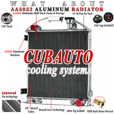 CC2829CH 4-Rows Radiator Fit Ford Model A Chevy Engine Configuration 1928 1929