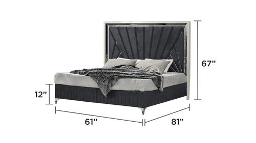Lavita Modern & Contemporary Style Queen Upholstered Bed Made with Wood and Gold