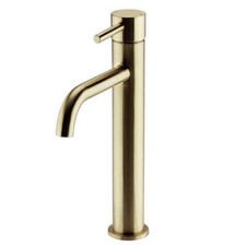 Brushed Brass Tall Hi Rise Mono Basin Bathroom Tap Freestanding Basin Designer