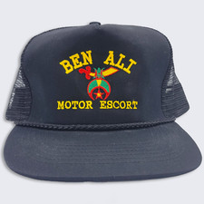 Ben Ali Shriners Vintage 80s Motor Escort Trucker Snapback Hat - Black Cap